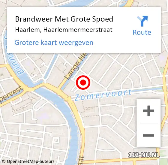 Locatie op kaart van de 112 melding: Brandweer Met Grote Spoed Naar Haarlem, Haarlemmermeerstraat op 26 april 2022 19:40