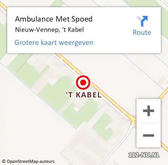 Locatie op kaart van de 112 melding: Ambulance Met Spoed Naar Nieuw-Vennep, 't Kabel op 26 april 2022 20:02