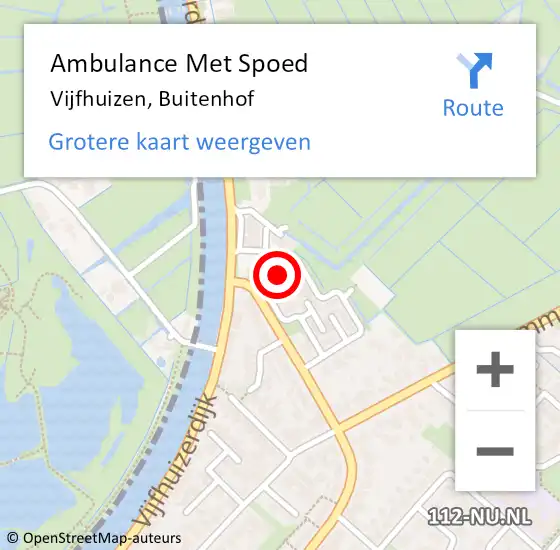 Locatie op kaart van de 112 melding: Ambulance Met Spoed Naar Vijfhuizen, Buitenhof op 26 april 2022 20:04