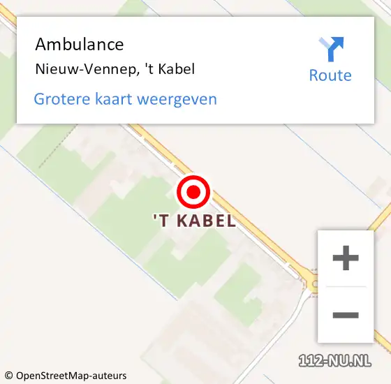 Locatie op kaart van de 112 melding: Ambulance Nieuw-Vennep, 't Kabel op 26 april 2022 20:12