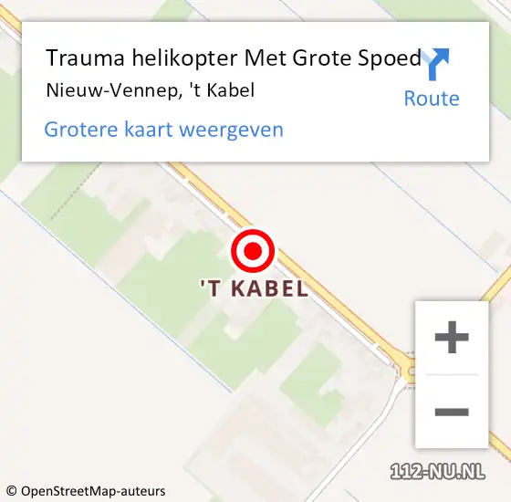 Locatie op kaart van de 112 melding: Trauma helikopter Met Grote Spoed Naar Nieuw-Vennep, 't Kabel op 26 april 2022 20:16