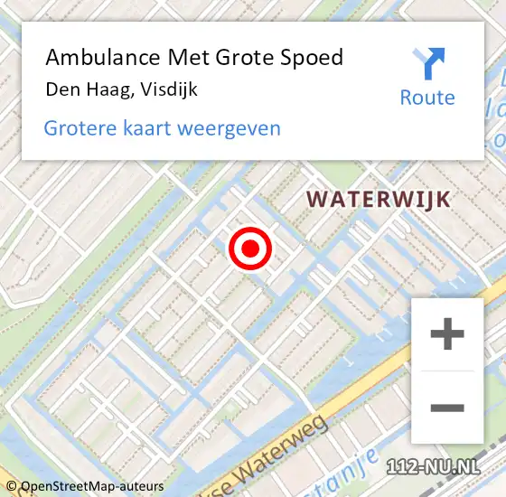 Locatie op kaart van de 112 melding: Ambulance Met Grote Spoed Naar Den Haag, Visdijk op 26 april 2022 20:16
