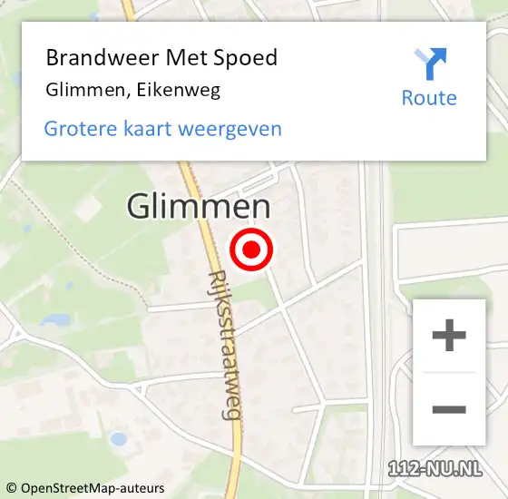 Locatie op kaart van de 112 melding: Brandweer Met Spoed Naar Glimmen, Eikenweg op 26 april 2022 20:26