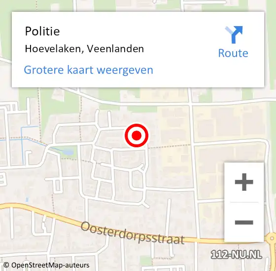 Locatie op kaart van de 112 melding: Politie Hoevelaken, Veenlanden op 26 april 2022 20:28