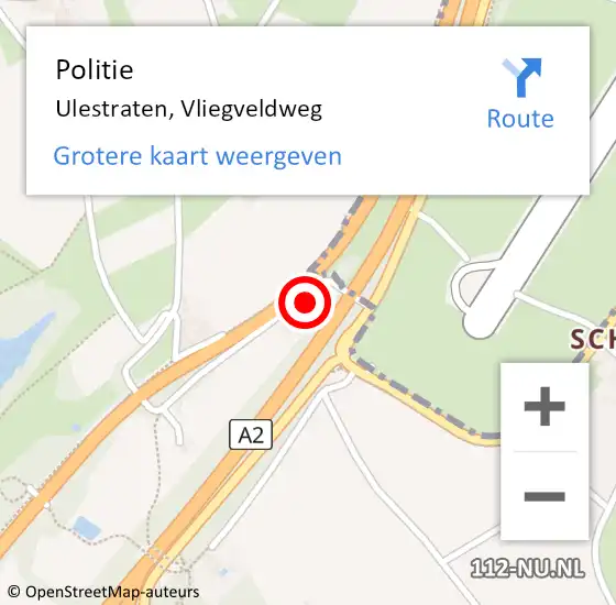 Locatie op kaart van de 112 melding: Politie Ulestraten, Vliegveldweg op 26 april 2022 20:48