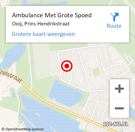 Locatie op kaart van de 112 melding: Ambulance Met Grote Spoed Naar Ooij, Prins Hendrikstraat op 26 april 2022 21:07