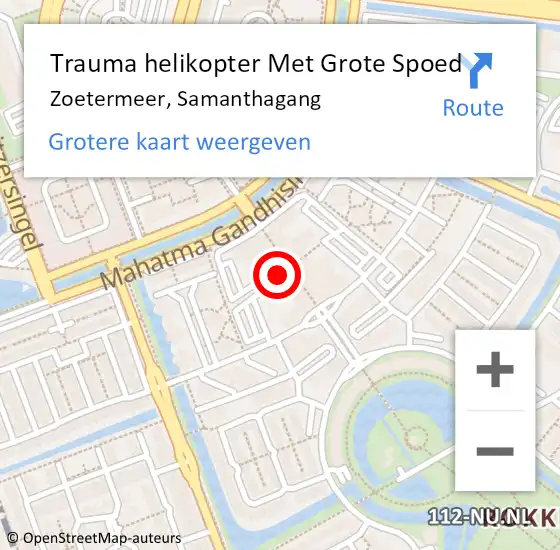 Locatie op kaart van de 112 melding: Trauma helikopter Met Grote Spoed Naar Zoetermeer, Samanthagang op 26 april 2022 21:09