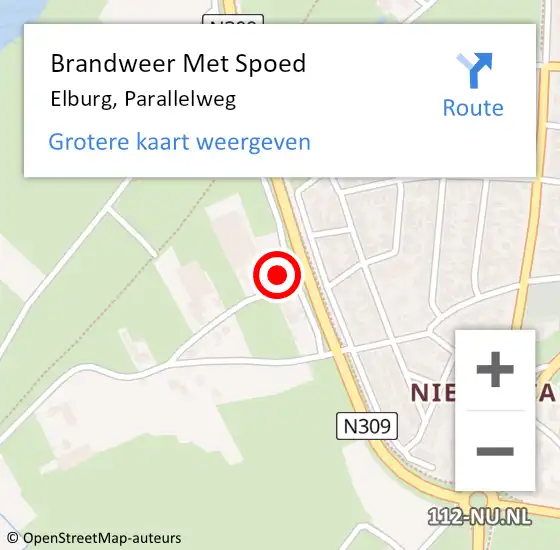 Locatie op kaart van de 112 melding: Brandweer Met Spoed Naar Elburg, Parallelweg op 26 april 2022 21:13