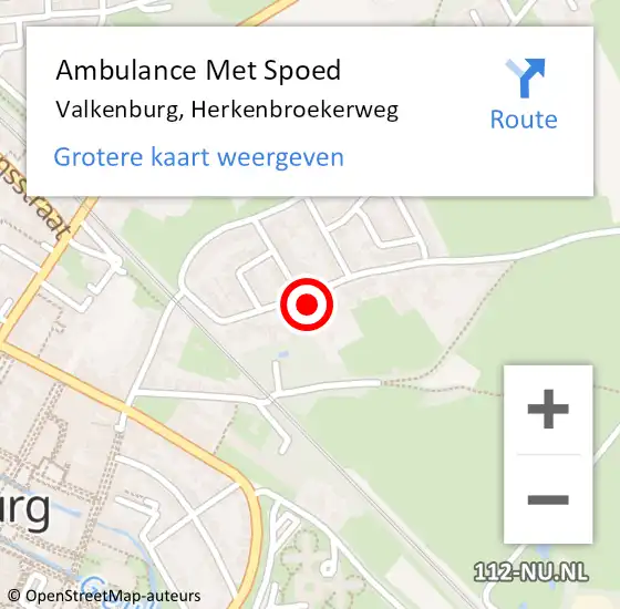 Locatie op kaart van de 112 melding: Ambulance Met Spoed Naar Valkenburg, Herkenbroekerweg op 15 juli 2014 16:49