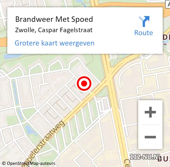 Locatie op kaart van de 112 melding: Brandweer Met Spoed Naar Zwolle, Caspar Fagelstraat op 26 april 2022 21:14