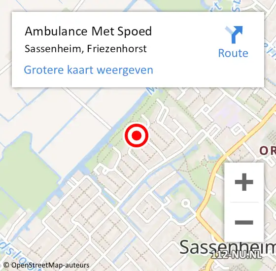 Locatie op kaart van de 112 melding: Ambulance Met Spoed Naar Sassenheim, Friezenhorst op 26 april 2022 22:08