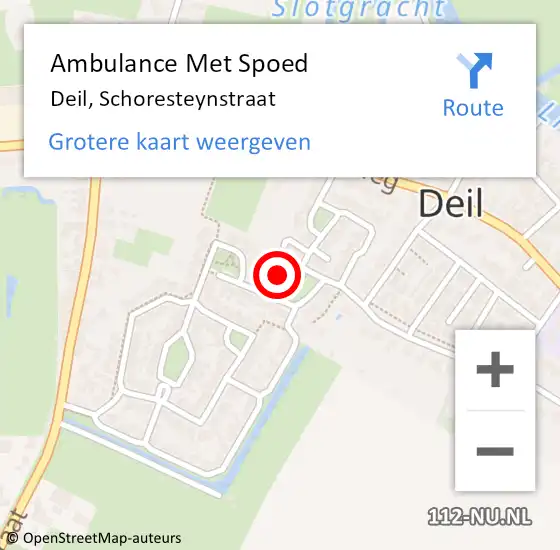 Locatie op kaart van de 112 melding: Ambulance Met Spoed Naar Deil, Schoresteynstraat op 26 april 2022 22:50