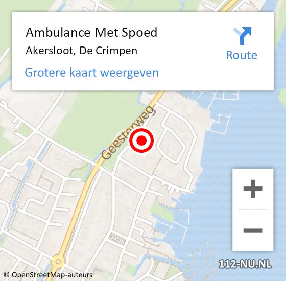 Locatie op kaart van de 112 melding: Ambulance Met Spoed Naar Akersloot, De Crimpen op 26 april 2022 23:08