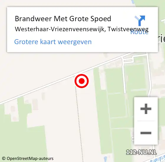 Locatie op kaart van de 112 melding: Brandweer Met Grote Spoed Naar Westerhaar-Vriezenveensewijk, Twistveenweg op 26 april 2022 23:10