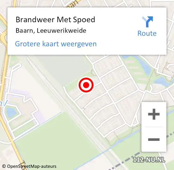 Locatie op kaart van de 112 melding: Brandweer Met Spoed Naar Baarn, Leeuwerikweide op 26 april 2022 23:17