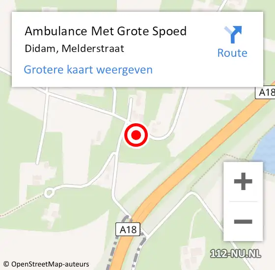 Locatie op kaart van de 112 melding: Ambulance Met Grote Spoed Naar Didam, Melderstraat op 26 april 2022 23:20