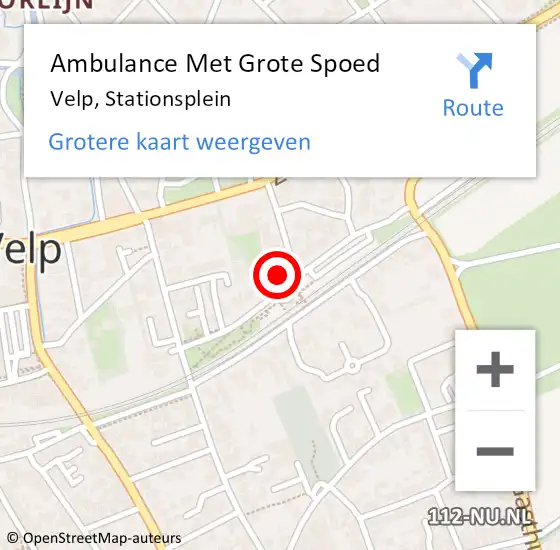 Locatie op kaart van de 112 melding: Ambulance Met Grote Spoed Naar Velp, Stationsplein op 26 april 2022 23:39