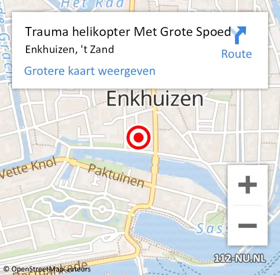 Locatie op kaart van de 112 melding: Trauma helikopter Met Grote Spoed Naar Enkhuizen, 't Zand op 27 april 2022 00:23