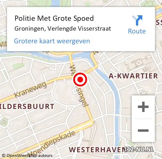 Locatie op kaart van de 112 melding: Politie Met Grote Spoed Naar Groningen, Verlengde Visserstraat op 27 april 2022 01:28