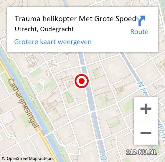 Locatie op kaart van de 112 melding: Trauma helikopter Met Grote Spoed Naar Utrecht, Oudegracht op 27 april 2022 02:03