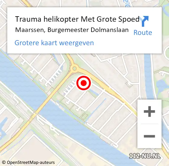 Locatie op kaart van de 112 melding: Trauma helikopter Met Grote Spoed Naar Maarssen, Burgemeester Dolmanslaan op 27 april 2022 02:36