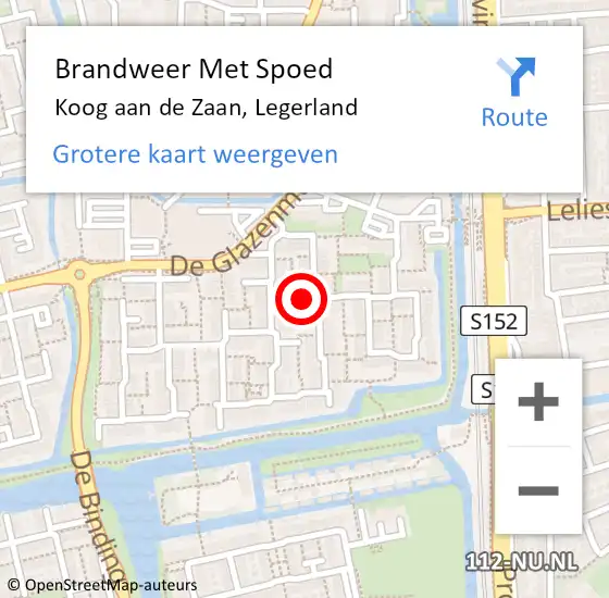 Locatie op kaart van de 112 melding: Brandweer Met Spoed Naar Koog aan de Zaan, Legerland op 27 april 2022 03:19