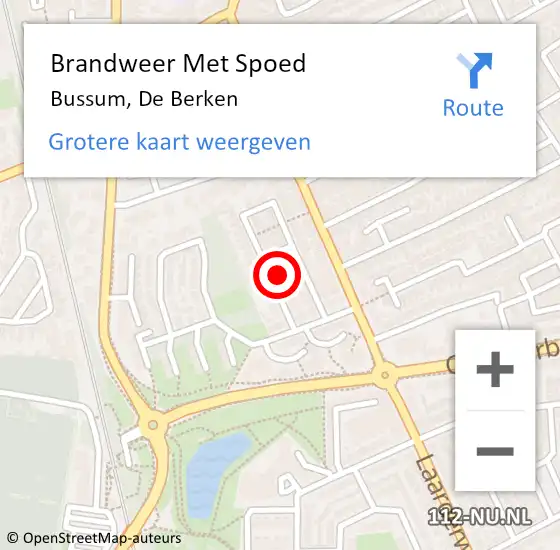 Locatie op kaart van de 112 melding: Brandweer Met Spoed Naar Bussum, De Berken op 27 april 2022 03:49