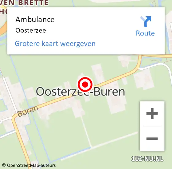 Locatie op kaart van de 112 melding: Ambulance Oosterzee op 15 juli 2014 17:17