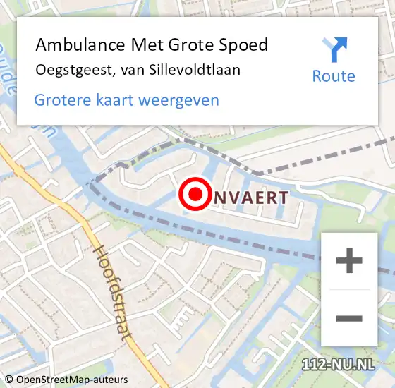 Locatie op kaart van de 112 melding: Ambulance Met Grote Spoed Naar Oegstgeest, van Sillevoldtlaan op 27 april 2022 05:02