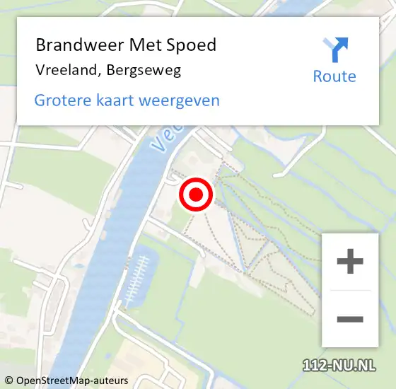 Locatie op kaart van de 112 melding: Brandweer Met Spoed Naar Vreeland, Bergseweg op 27 april 2022 06:36