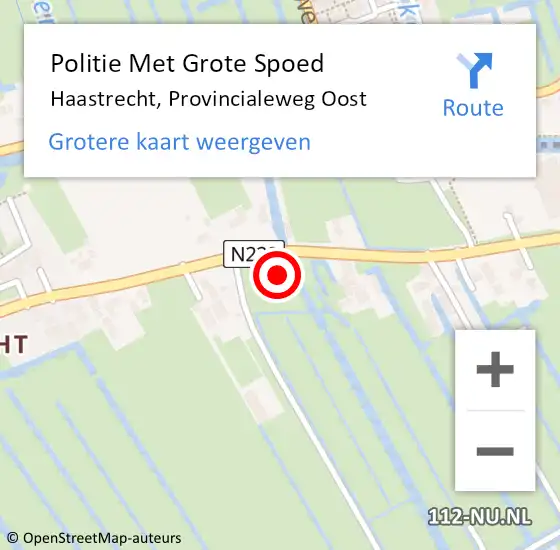 Locatie op kaart van de 112 melding: Politie Met Grote Spoed Naar Haastrecht, Provincialeweg Oost op 27 april 2022 07:08