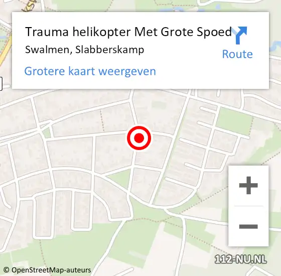 Locatie op kaart van de 112 melding: Trauma helikopter Met Grote Spoed Naar Swalmen, Slabberskamp op 27 april 2022 07:10