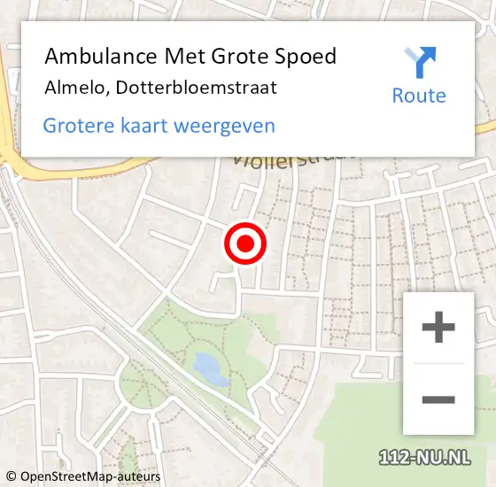 Locatie op kaart van de 112 melding: Ambulance Met Grote Spoed Naar Almelo, Dotterbloemstraat op 27 april 2022 08:16