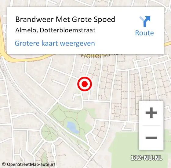 Locatie op kaart van de 112 melding: Brandweer Met Grote Spoed Naar Almelo, Dotterbloemstraat op 27 april 2022 08:25