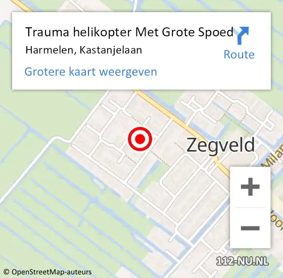 Locatie op kaart van de 112 melding: Trauma helikopter Met Grote Spoed Naar Harmelen, Kastanjelaan op 27 april 2022 09:07