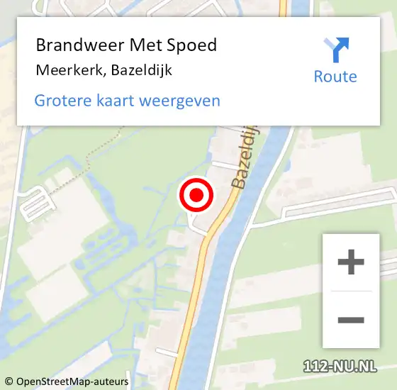 Locatie op kaart van de 112 melding: Brandweer Met Spoed Naar Meerkerk, Bazeldijk op 27 april 2022 09:18