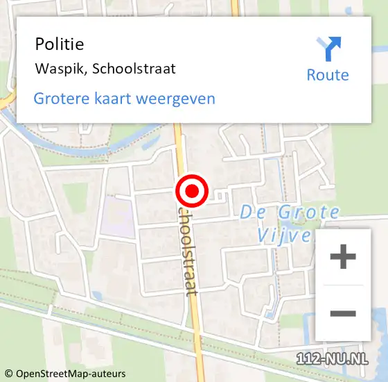 Locatie op kaart van de 112 melding: Politie Waspik, Schoolstraat op 27 april 2022 09:58