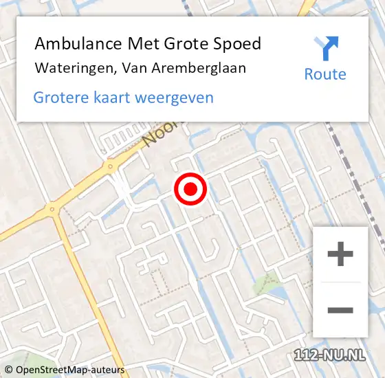 Locatie op kaart van de 112 melding: Ambulance Met Grote Spoed Naar Wateringen, Van Aremberglaan op 27 april 2022 10:09