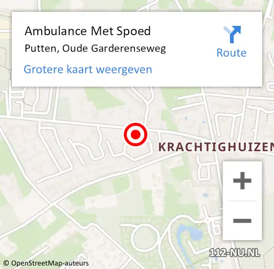 Locatie op kaart van de 112 melding: Ambulance Met Spoed Naar Putten, Oude Garderenseweg op 27 april 2022 10:11