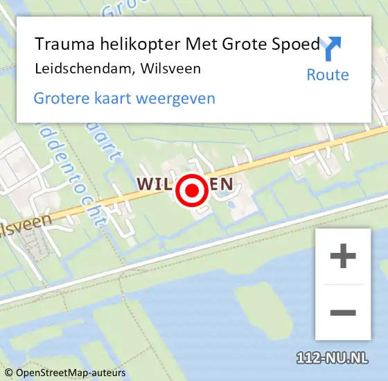 Locatie op kaart van de 112 melding: Trauma helikopter Met Grote Spoed Naar Leidschendam, Wilsveen op 27 april 2022 10:25