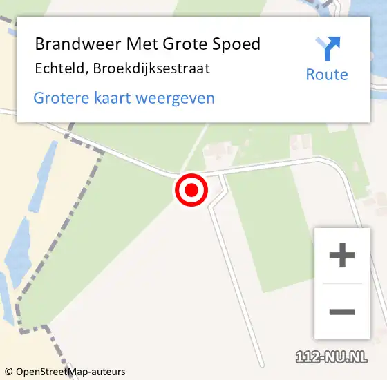 Locatie op kaart van de 112 melding: Brandweer Met Grote Spoed Naar Echteld, Broekdijksestraat op 27 april 2022 10:47