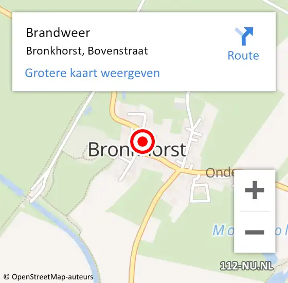 Locatie op kaart van de 112 melding: Brandweer Bronkhorst, Bovenstraat op 27 april 2022 11:00