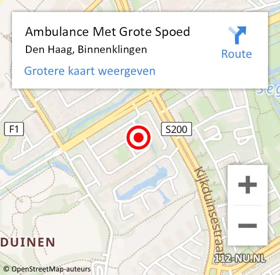 Locatie op kaart van de 112 melding: Ambulance Met Grote Spoed Naar Den Haag, Binnenklingen op 27 april 2022 11:05