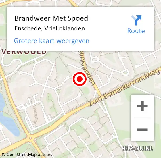 Locatie op kaart van de 112 melding: Brandweer Met Spoed Naar Enschede, Vrielinklanden op 27 april 2022 11:22