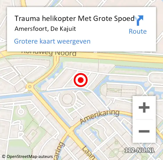 Locatie op kaart van de 112 melding: Trauma helikopter Met Grote Spoed Naar Amersfoort, De Kajuit op 27 april 2022 11:24