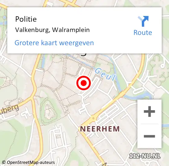 Locatie op kaart van de 112 melding: Politie Valkenburg, Walramplein op 27 april 2022 11:59