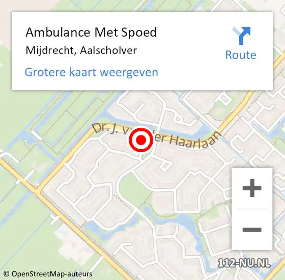 Locatie op kaart van de 112 melding: Ambulance Met Spoed Naar Mijdrecht, Aalscholver op 15 juli 2014 17:45