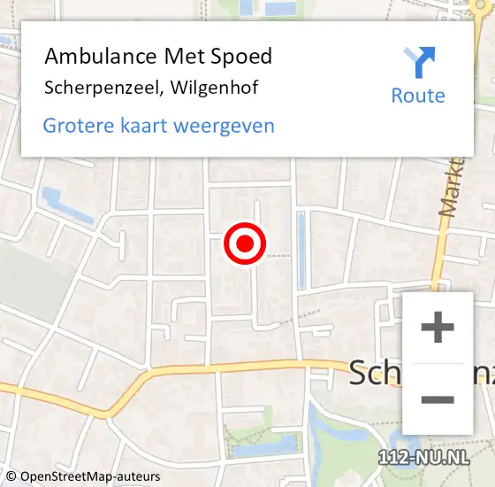 Locatie op kaart van de 112 melding: Ambulance Met Spoed Naar Scherpenzeel, Wilgenhof op 27 april 2022 12:19