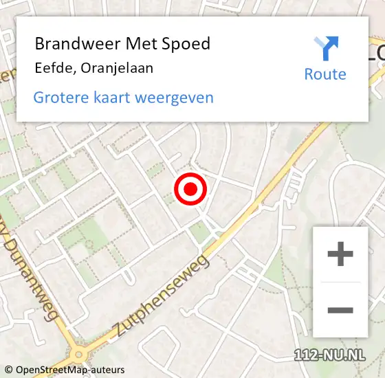 Locatie op kaart van de 112 melding: Brandweer Met Spoed Naar Eefde, Oranjelaan op 27 april 2022 13:07