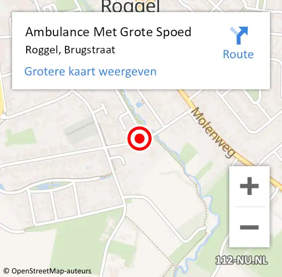 Locatie op kaart van de 112 melding: Ambulance Met Grote Spoed Naar Roggel, Brugstraat op 27 april 2022 13:08